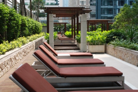 Sun beds by the pool